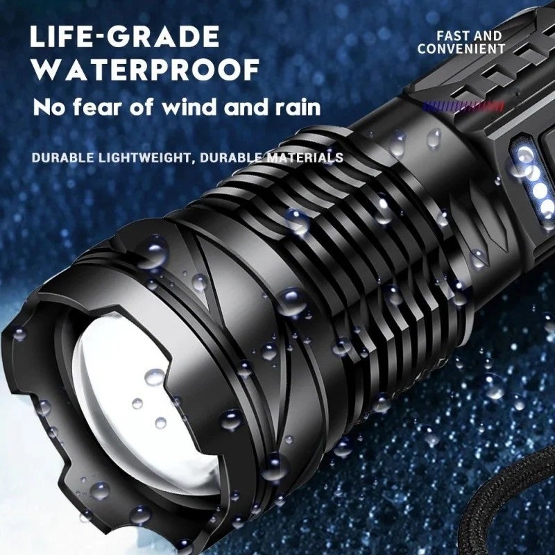Bluejw 2000 Lumen LED Zoomable Flashlight - Rechargeable Type-C Handheld Torch with Power Display for Camping & Emergency - Image 4
